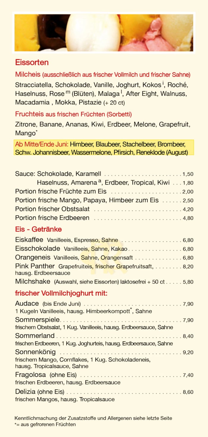 Cercena-Eiskarte-Ausserhaus