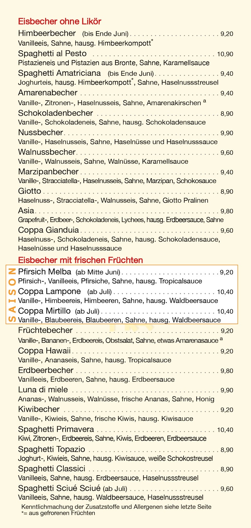 Cercena-Eiskarte-Ausserhaus